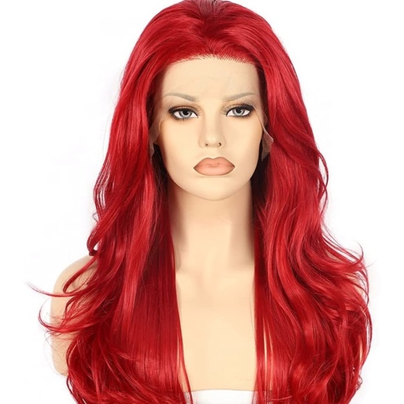 Red Long Wavy Lace Front Wig